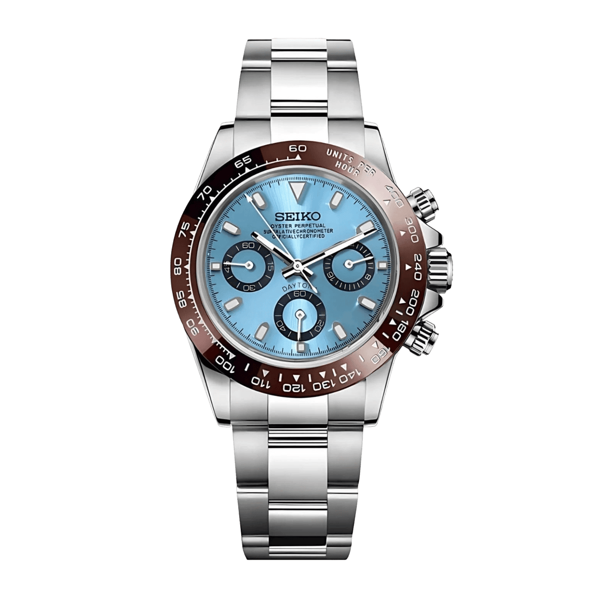 Sеiko Daytona мод часовник със син циферблат и сребърна каса