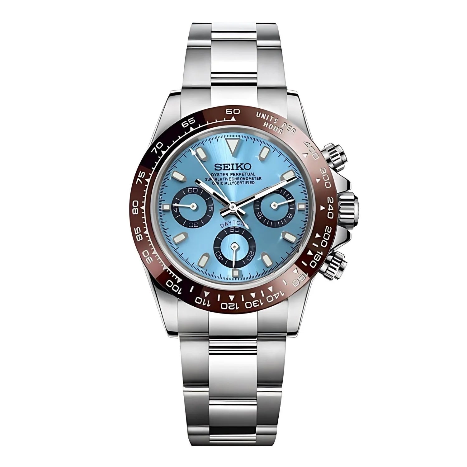 Sеiko Daytona мод часовник със син циферблат и сребърна каса